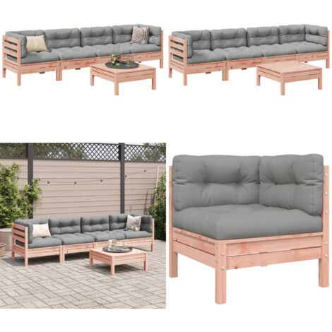 Set Divani Giardino 5 pz Cuscini Legno Massello Abete Douglas - Cuscini per divano - Sedute da esterno