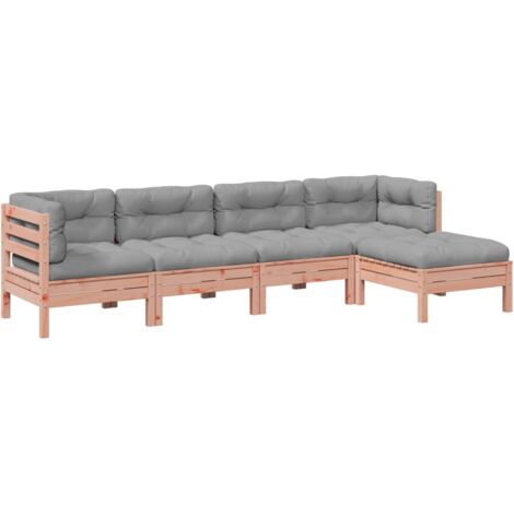 Set Divani Giardino 5 pz Cuscini Legno Massello Abete Douglas vidaXL