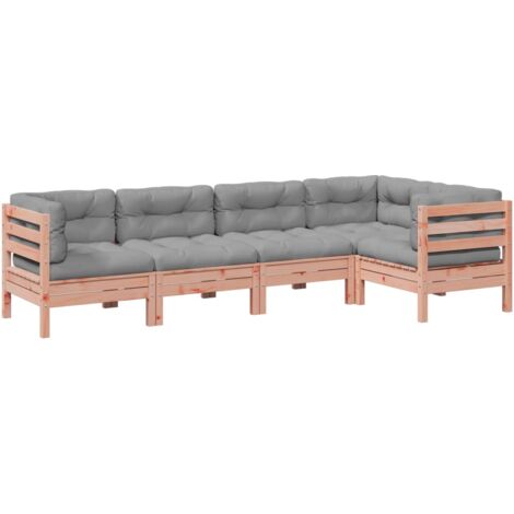 Set Divani Giardino 5 pz Cuscini Legno Massello Abete Douglas vidaXL