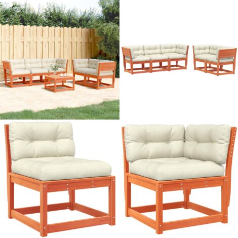 Set Divani Giardino 5pz con Cuscini Marrone Cera Massello Pino - Divano da esterno - Divano angolare