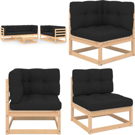 Set Divani Giardino 6 pz con Cuscini in Legno Massello di Pino - Divani in legno - Cuscini per divani