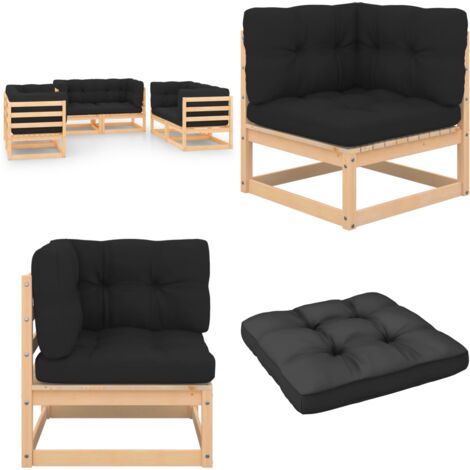 Set Divani Giardino 6 pz con Cuscini in Legno Massello di Pino - Divani in legno - Cuscini per divano