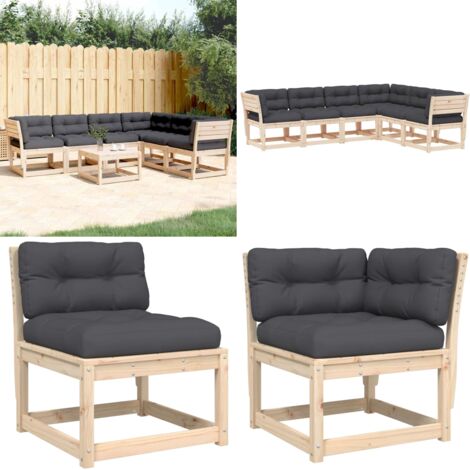 Set Divani Giardino 6 pz con Cuscini in Legno Massello di Pino - Divano in legno - Cuscini per divano