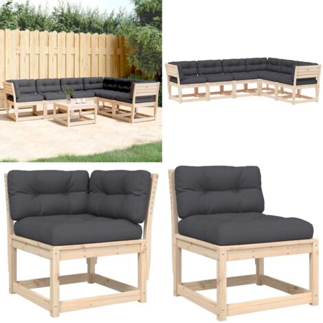 Set Divani Giardino 6 pz con Cuscini in Legno Massello di Pino - Divano in legno - Cuscini per divano
