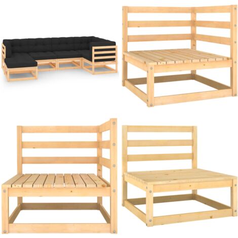 Set Divani Giardino 6 pz con Cuscini in Legno Massello di Pino - Divano in legno - Cuscini per divano