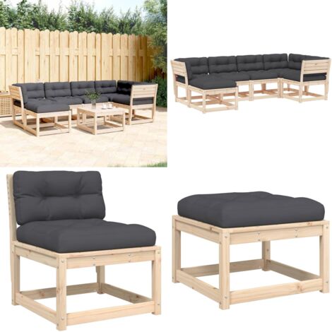Set Divani Giardino 6 pz con Cuscini in Legno Massello di Pino - Divano in legno - Cuscini per divano