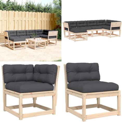 Set Divani Giardino 6 pz con Cuscini in Legno Massello di Pino - Divano in legno - Cuscini per divano