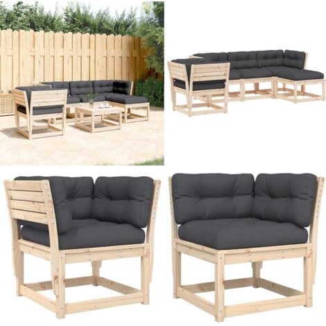 Set Divani Giardino 6 pz con Cuscini in Legno Massello di Pino - Sedute in legno - Cuscini in legno