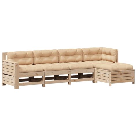 Set Divani Giardino 6 pz con Cuscini in Legno Massello di Pino vidaXL
