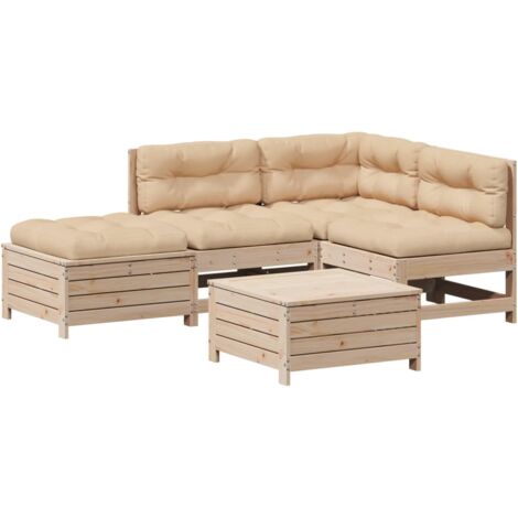 Set Divani Giardino 6 pz con Cuscini in Legno Massello di Pino vidaXL