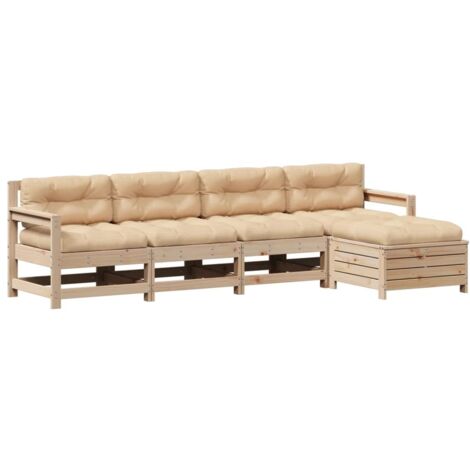Set Divani Giardino 6 pz con Cuscini in Legno Massello di Pino vidaXL