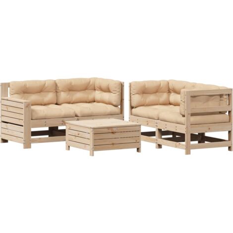 Set Divani Giardino 6 pz con Cuscini in Legno Massello di Pino vidaXL