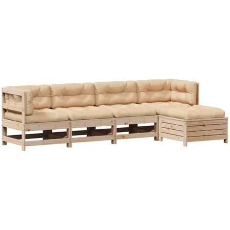 Set Divani Giardino 6 pz con Cuscini in Legno Massello di Pino vidaXL