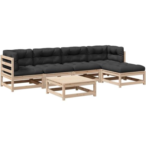 Set Divani Giardino 6 pz con Cuscini in Legno Massello di Pino vidaXL