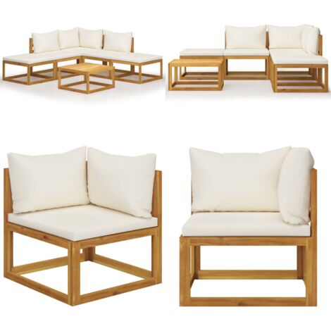 Set Divani Giardino 6 pz con Cuscini Legno Massello di Acacia - Divano esterno - Divano angolare