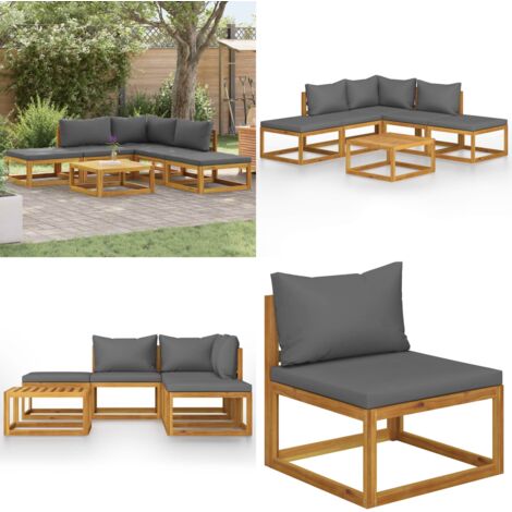 Set Divani Giardino 6 pz con Cuscini Legno Massello di Acacia - Divano esterno - Set di divani