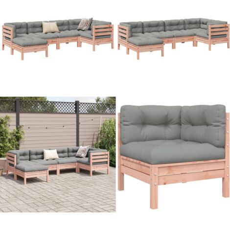Set Divani Giardino 6 pz Cuscini Legno Massello Abete Douglas - Cuscini in legno - Divano angolare