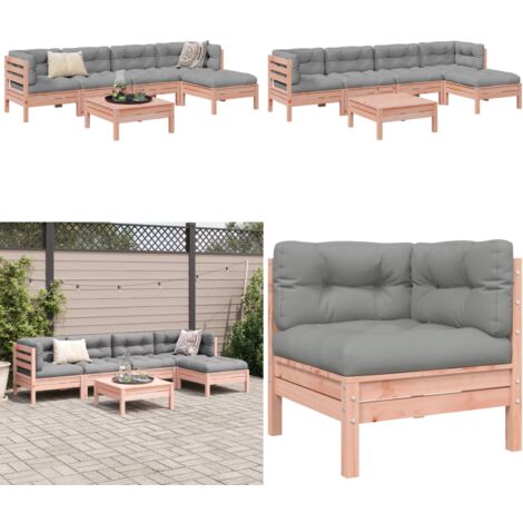 Set Divani Giardino 6 pz Cuscini Legno Massello Abete Douglas - Cuscini per divano - Divano angolare