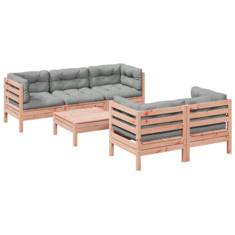 Set Divani Giardino 6 pz Cuscini Legno Massello Abete Douglas vidaXL