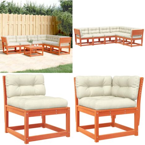 Set Divani Giardino 6pz con Cuscini Marrone Cera Massello Pino - Divano da esterno - Divano angolare
