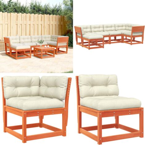 Set Divani Giardino 6pz con Cuscini Marrone Cera Massello Pino - Divano da esterno - Divano angolare