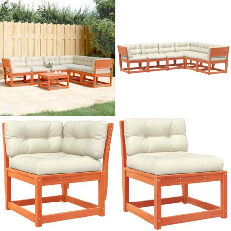 Set Divani Giardino 6pz con Cuscini Marrone Cera Massello Pino - Divano da esterno - Divano angolare