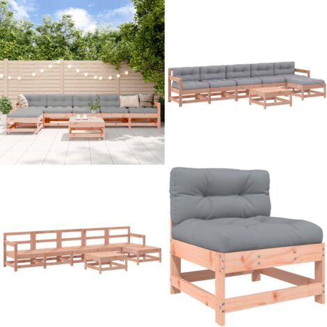 Set Divani Giardino 7 pz con Cuscini Legno Massello di Douglas - Cuscini da giardino - Mobili da esterno
