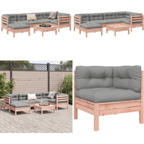 Set Divani Giardino 7 pz Cuscini Legno Massello Abete Douglas - Cuscini in legno - Divano angolare