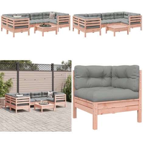 Set Divani Giardino 7 pz Cuscini Legno Massello Abete Douglas - Sedute angolari - Cuscini per divano