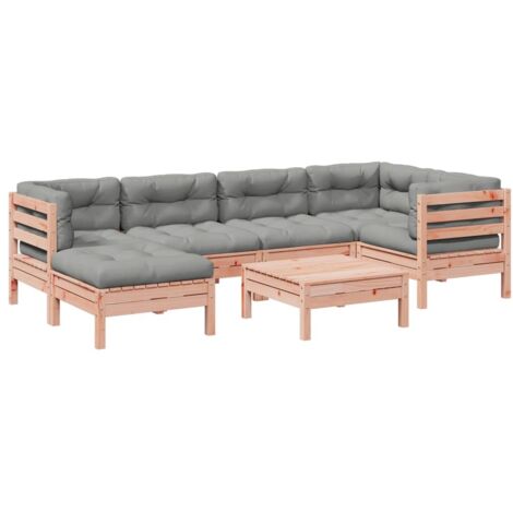 Set Divani Giardino 7 pz Cuscini Legno Massello Abete Douglas vidaXL