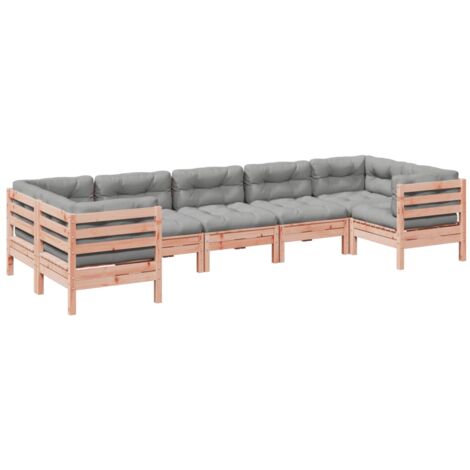 Set Divani Giardino 7 pz Cuscini Legno Massello Abete Douglas vidaXL