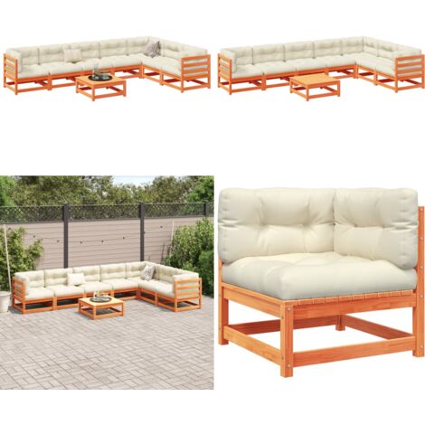 Set Divani Giardino 8 pz con Cuscini Marrone Cera Massello Pino - Seduta da esterno - Divano angolare