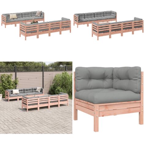 Set Divani Giardino 9 pz Cuscini Legno Massello Abete Douglas - Cuscini in legno - Divano in abete