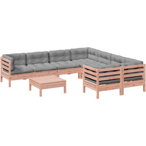 Set Divani Giardino 9 pz Cuscini Legno Massello Abete Douglas vidaXL