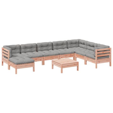 Set Divani Giardino 9 pz Cuscini Legno Massello Abete Douglas vidaXL