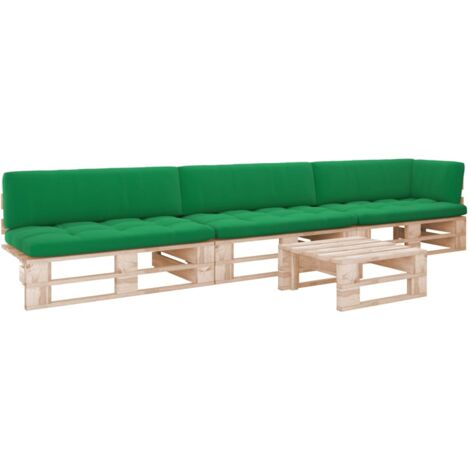 Set Divani in Pallet con Cuscini 4 pz in Pino Impregnato vidaXL