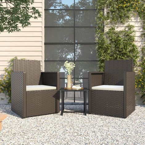 Set Divani Sofa Divani da Esterno 3 pz con Cuscini Nero in Polyrattan -BVH23632