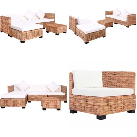 Set Divano 14 pz in Rattan Naturale - Set di divani - Divano angolare