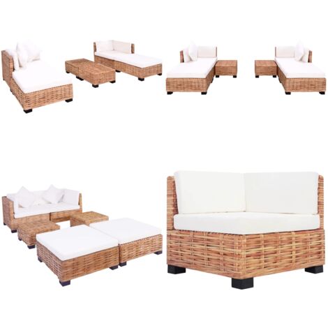 Set Divano 16 pz in Rattan Naturale - Set di divani - Divano angolare