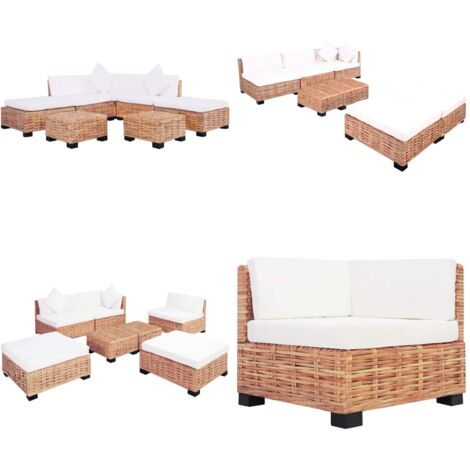 Set Divano 18 pz in Rattan Naturale - Set di divani - Divano angolare