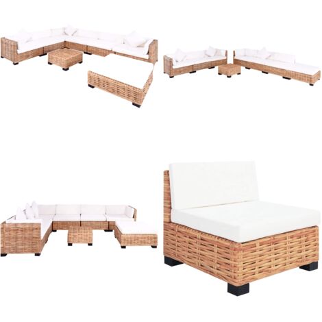 Set Divano 27 pz in Rattan Naturale - Set di divani - Divano angolare