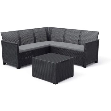 SET DIVANO ANGOLARE EMMA 172X172XH74CM GRAFITE