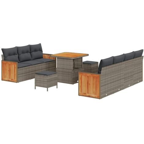 Set Divano da Giardino 10 pcs Grigio Grigio scuro vidaXL