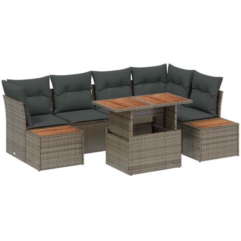 Set Divano da Giardino 10 pcs Grigio Poly Rattan vidaXL