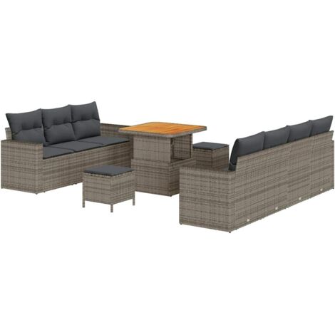 Set Divano da Giardino 10 pcs Grigio polyrattan vidaXL