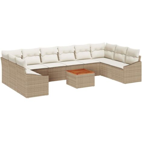 Set Divano da Giardino 11 pcs Beige e bianco vidaXL