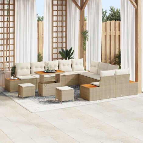 Set Divano da Giardino 13 pcs Beige polyrattan vidaXL