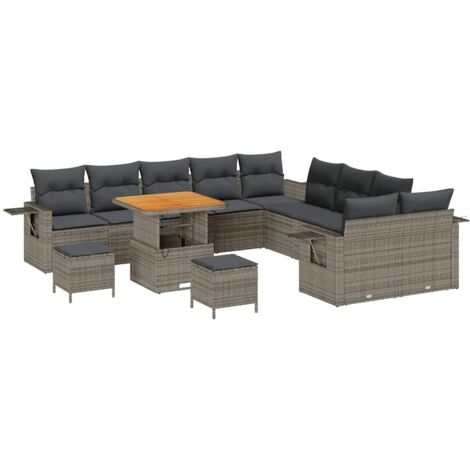 Set Divano da Giardino 13 pcs Grigio Poly Rattan vidaXL