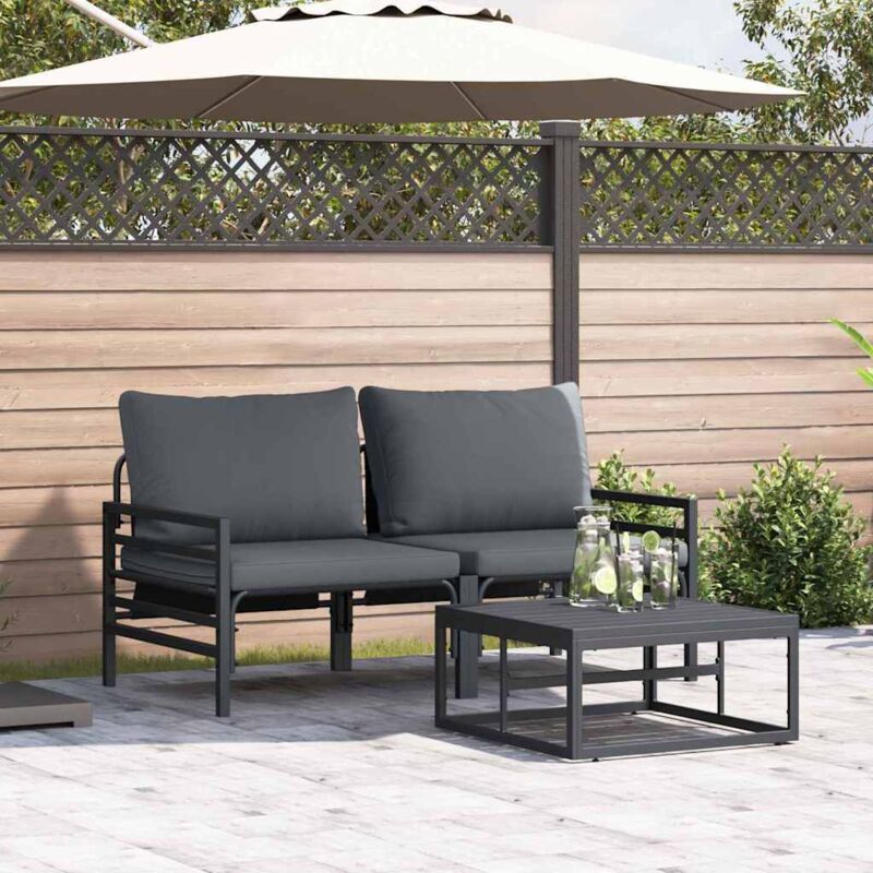 Set Divano Da Giardino 3 Pcs Antracite Acciaio Vidaxl
