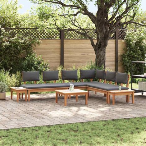 Set Divano da Giardino 3 pcs Marrone e Grigio vidaXL
